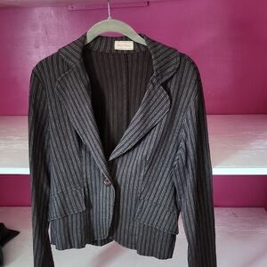 Sans Souci Brown Pinstripe Single-Button Blazer